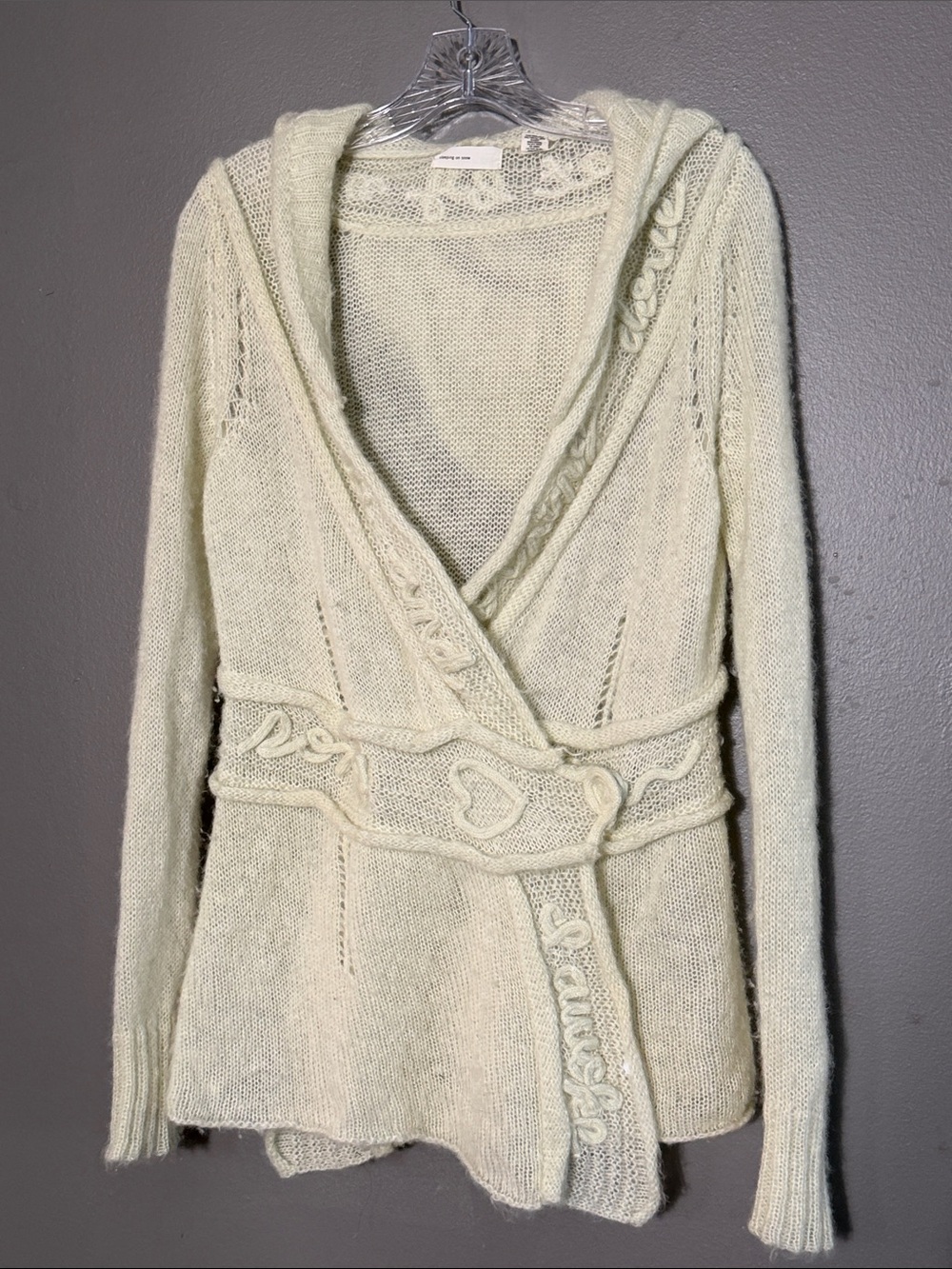 Sleeping On Snow Anthropologie Ode & Sonnet Wool Hooded Wrap Cardigan Sweater M